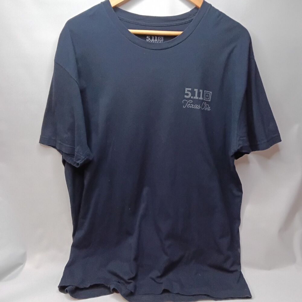 5.11 Texas USA T-Shirt Men's Size XL Navy Blue Target Texas Back Logo EUC